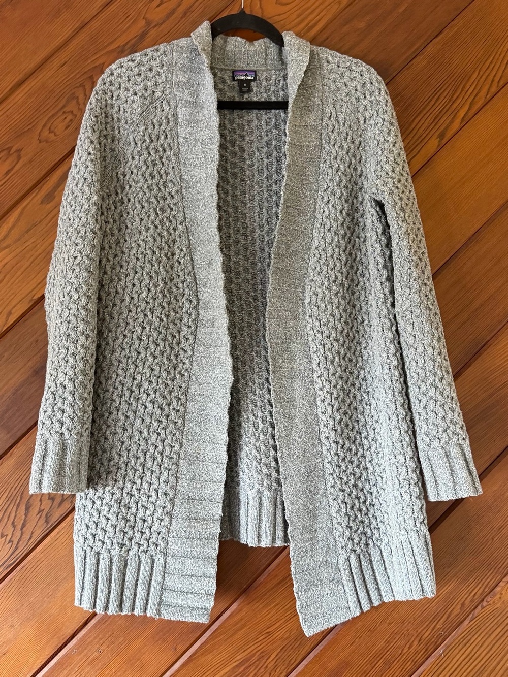 Patagonia Recycled Knit Open Front Cardigan Heathered Grey Size Medium